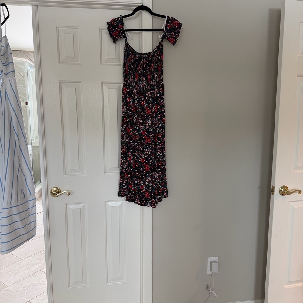 Lulus View From The Meadow Black Floral Print Off-the-shoulder Dress - Size S - Picture 4 of 4
